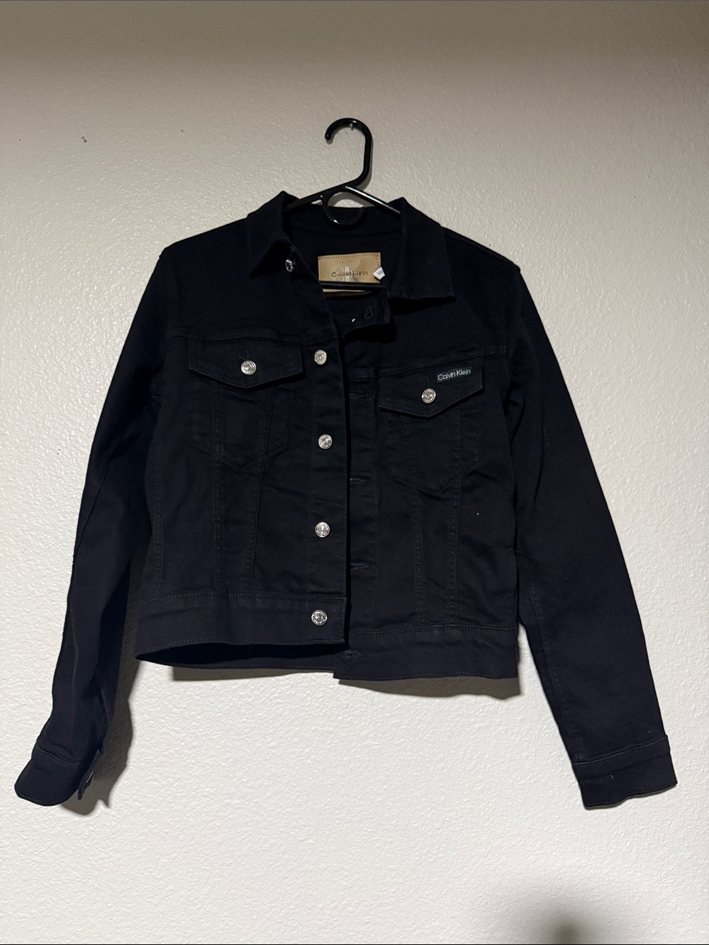 Calvin Klein Black Denim Trucker Jacket - Women's Classic Button-Up